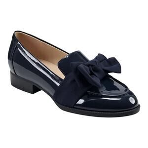 Bandolino Women's Lindio Bow Slip On Tailored Loafers Navy Size 7 1/2